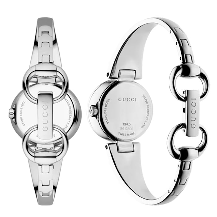 Gucci Guccissima Black Dial Silver Steel Strap Watch For Women - YA134301