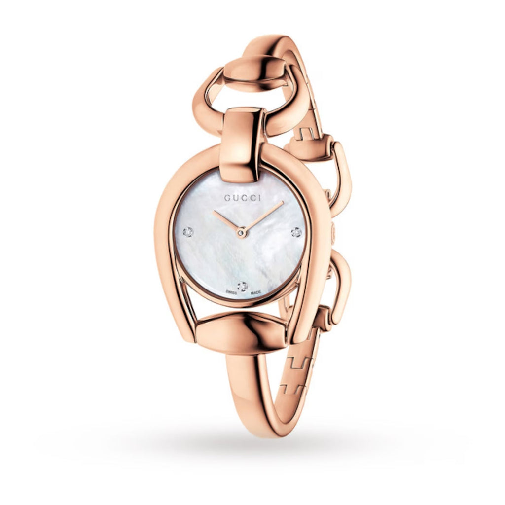 Gucci Horsebit Collection Diamonds Mother of Pearl Dial Rose Gold Steel Strap Watch For Women - YA139508 Buy Now By Gucci