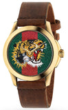 Gucci Le Marche Des Merveilles Red & Green Dial Brown Leather Strap Unisex Watch - YA126497 Buy Now By Gucci