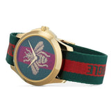Gucci Le Marche des Merveilles Green & Red Dial Green & Red NATO Strap Unisex Watch - YA126487 Buy Now By Gucci