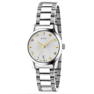 Gucci G Timeless White Dial Silver Steel Strap Watch For Women - YA126572A Buy Now By Gucci