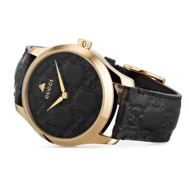 Gucci G Timeless Quartz Black Dial Black Leather Strap Watch For Women - YA1264034A Buy Now By Gucci