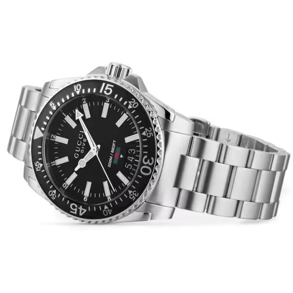 Gucci Dive Quartz Black Dial Silver Steel Strap Watch For Men - YA136301A Buy Now By Gucci