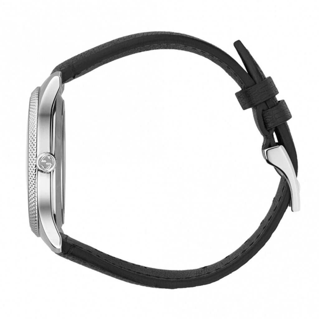 Gucci G Timeless Eryx Silver Dial Black Leather Strap Watch For Men - YA126338 Buy Now By Gucci