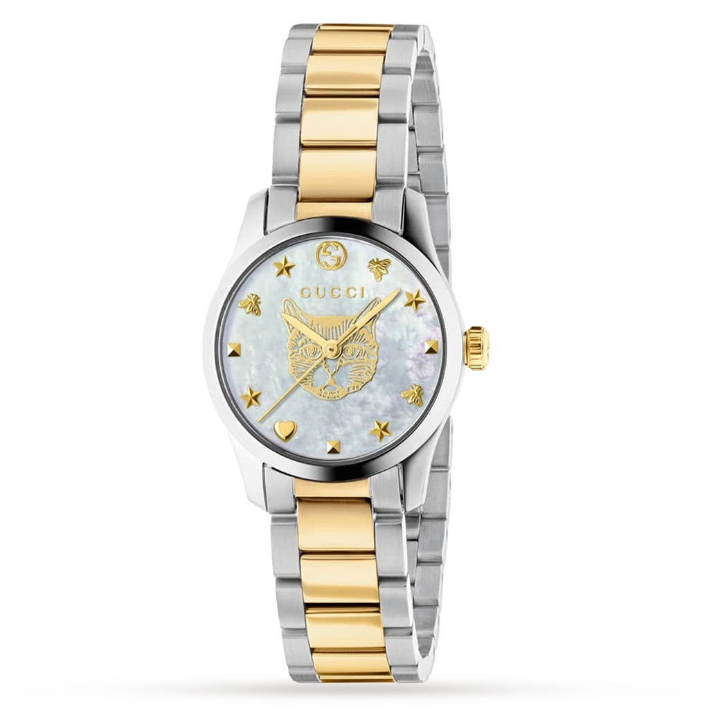 Gucci G Timeless Quartz Mother of Pearl Dial Two Tone Steel Strap Watch For Women - YA1265012 Buy Now By Gucci