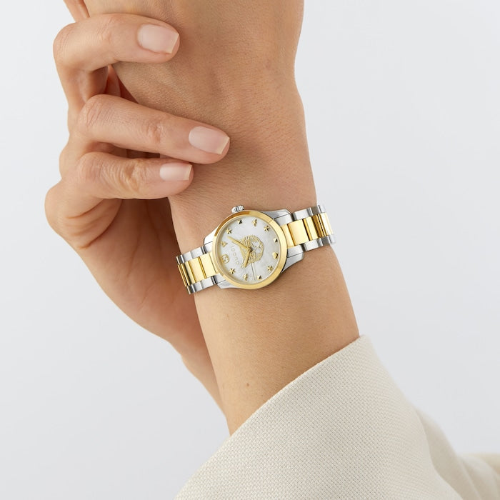 Gucci G Timeless Quartz Mother of Pearl Dial Two Tone Steel Strap Watch For Women - YA1265012 Buy Now By Gucci