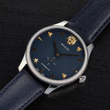 Gucci G Timeless Automatic Blue Dial Black Leather Strap Watch For Men - YA126347 Buy Now By Gucci