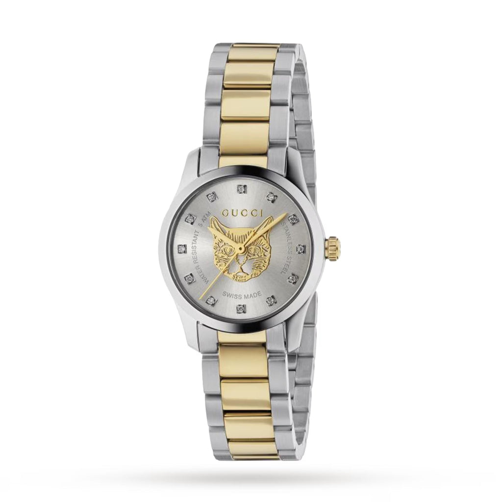 Gucci G Timeless Quartz Diamonds Silver Dial Two Tone Steel Strap Watch For Women - YA1265016 Buy Now By Gucci