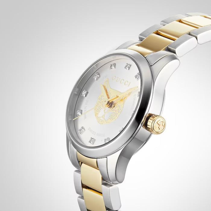 Gucci G Timeless Quartz Diamonds Silver Dial Two Tone Steel Strap Watch For Women - YA1265016 Buy Now By Gucci