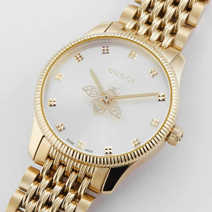 Gucci G Timeless Quartz Mother of Pearl Dial Gold Steel Strap Watch For Women - YA1265021 Buy Now By Gucci