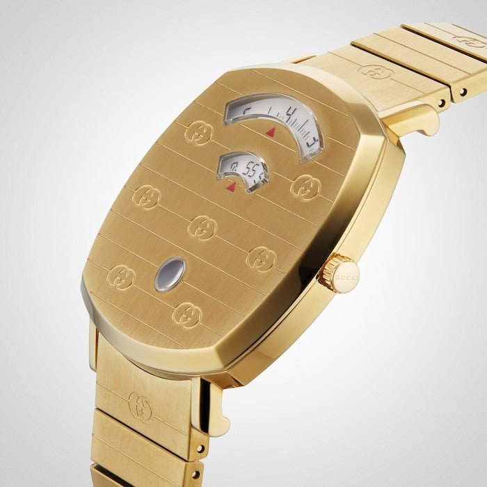 Gucci Grip Quartz Yellow Gold Dial Gold Steel Strap Unisex Watch - YA157409 Buy Now By Gucci