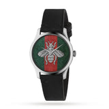 Gucci G Timeless Quartz Green & Red Dial Black Leather Strap Watch For Men - YA1264149 Buy Now By Gucci