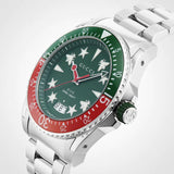 Gucci Dive Quartz Green Dial Silver Steel Strap Watch For Men - YA136222 Buy Now By Gucci