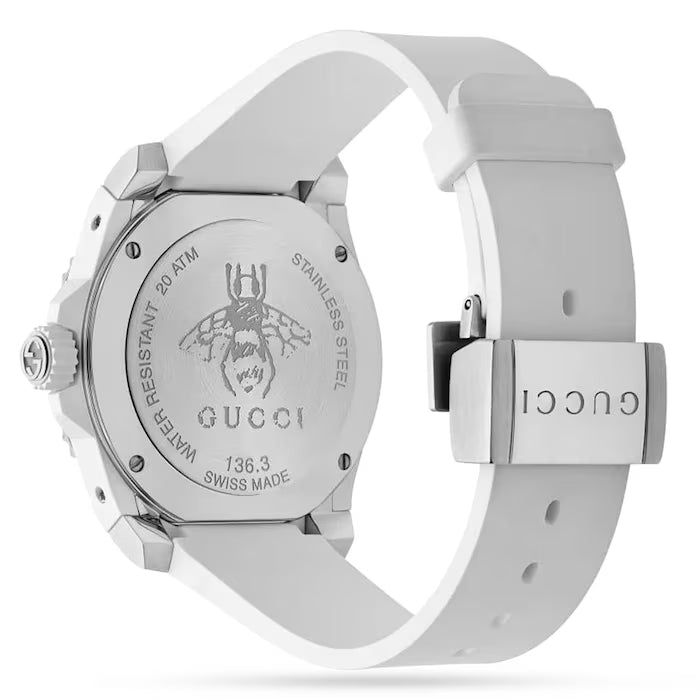 Gucci Dive Quartz White Dial White Rubber Strap Watch For Men - YA136337 Buy Now By Gucci