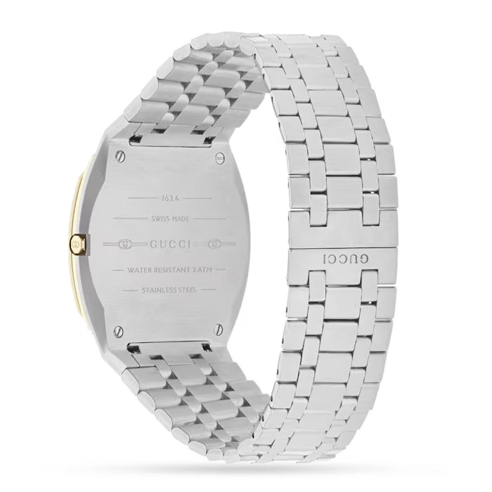 Gucci 25H Quartz Gold Dial Silver Steel Strap Watch for Women - YA163403 Buy Now By Gucci
