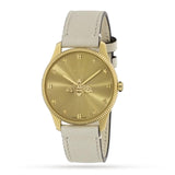 Gucci G Timeless Quartz Gold Dial Beige Leather Strap Watch For Women - YA1264180 Buy Now By Gucci