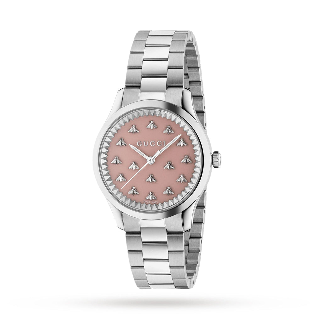 Gucci G Timeless Quartz Pink Dial Silver Steel Strap Watch for Women - YA1265033 Buy Now By Gucci