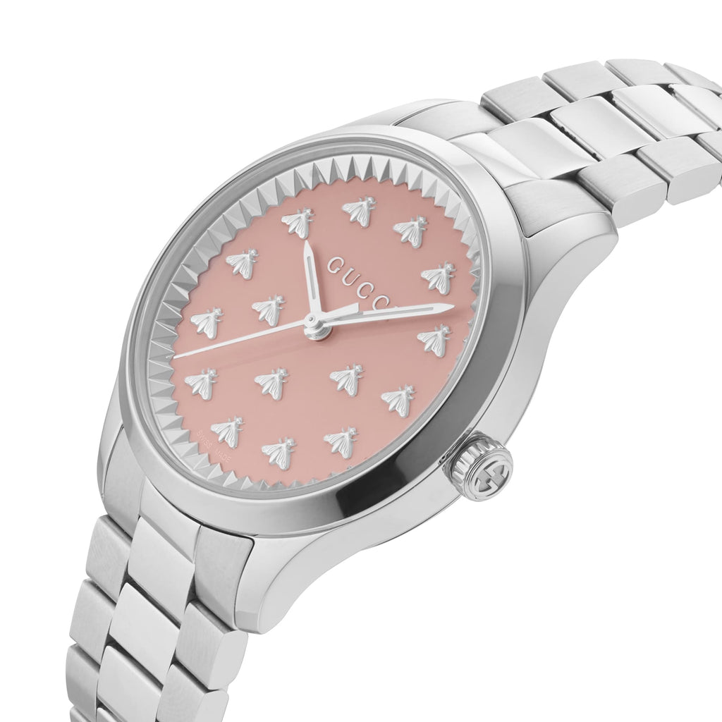 Gucci G Timeless Quartz Pink Dial Silver Steel Strap Watch for Women - YA1265033 Buy Now By Gucci