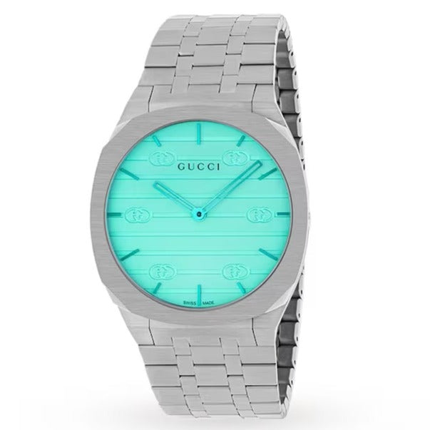 Gucci 25H Quartz Turquoise Dial Silver Steel Strap Watch For Women - YA163409 Buy Now By Gucci