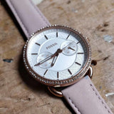 Fossil Tailor Quartz White Dial Pink Leather Strap Watch for Women - ES4393 Buy Now By Fossil