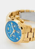 Michael Kors Runway Chronograph Blue Dial Gold Steel Strap Watch For Women - MK7353 Buy Now By Michael Kors