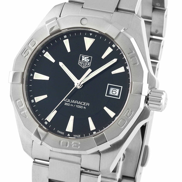 Tag Heuer Aquaracer Quartz Black Dial Silver Steel Strap Watch for Men - WAY1110.BA0928 Buy Now By Tag Heuer