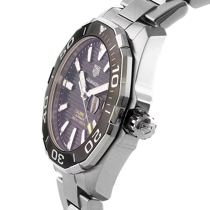Tag Heuer Aquaracer Caliber 5 Black Dial Silver Steel Strap Watch for Men - WAY201A .BA0927 Buy Now By Tag Heuer