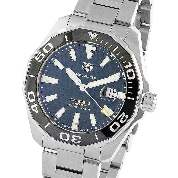 Tag Heuer Aquaracer Caliber 5 Black Dial Silver Steel Strap Watch for Men - WAY201A .BA0927 Buy Now By Tag Heuer