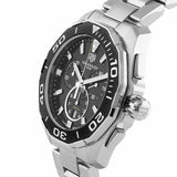 Tag Heuer Aquaracer Quartz Chronograph Black Dial Silver Steel Strap Watch for Men - CAY111A.BA0927 Buy Now By Tag Heuer