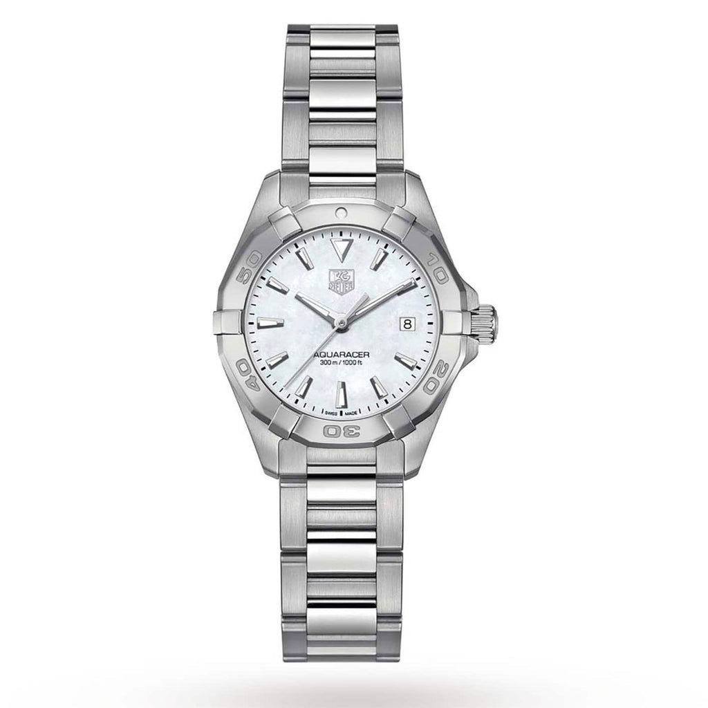Tag Heuer Aquaracer Quartz Mother of Pearl White Dial Silver Steel Strap Watch for Women - WBD1411.BA0741 Buy Now By Tag Heuer