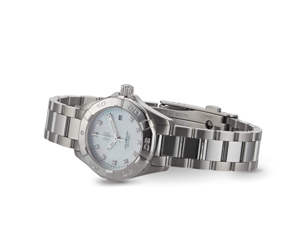 Tag Heuer Aquaracer Diamonds Mother of Pearl Dial Silver Steel Strap Watch for Women - WBD1414.BA0741 Buy Now By Tag Heuer
