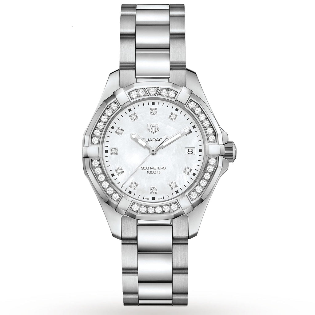 Tag Heuer Aquaracer Diamonds Mother of Pearl White Dial Silver Steel Strap Watch for Women - WBD131C.BA0748 Buy Now By Tag Heuer