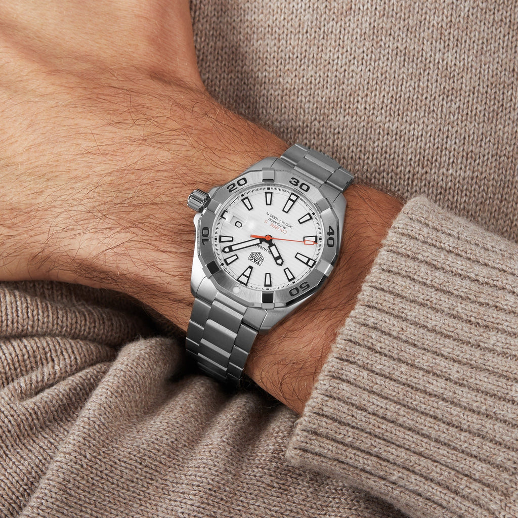 Tag Heuer Aquaracer Automatic White Dial Silver Steel Strap Watch for Men - WBD2111.BA0928 Buy Now By Tag Heuer