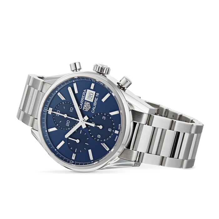 Tag Heuer Carrera Chronograph 41mm Blue Dial Silver Steel Strap Watch for Men - CBK2112.BA0715 Buy Now By Tag Heuer