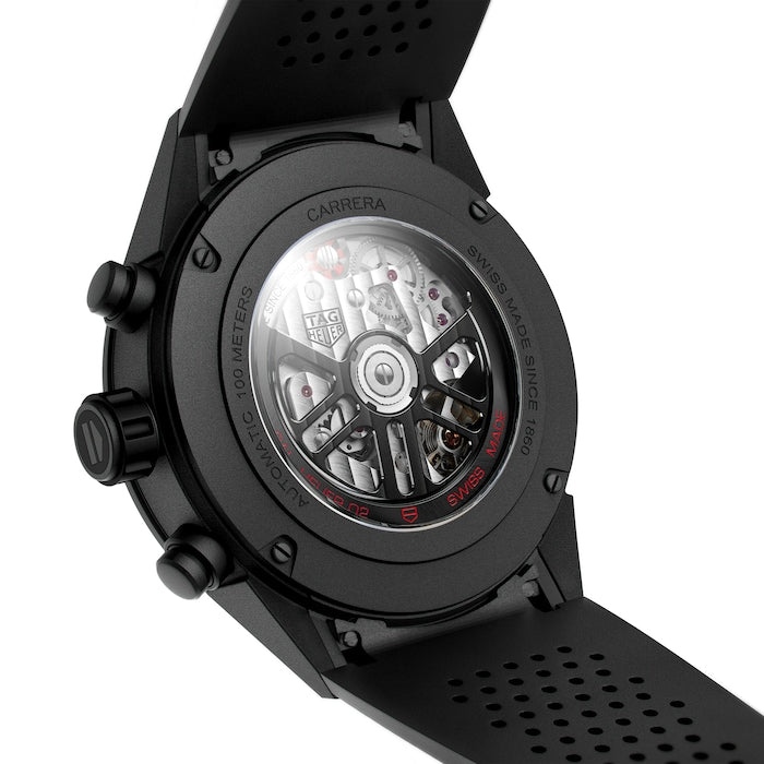 Tag Heuer Carrera Automatic Chronograph Black Dial Black Rubber Strap Watch for Men - CBG2A90.FT6173 Buy Now By Tag Heuer