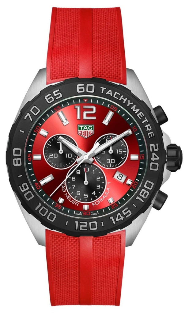 Tag Heuer Formula 1 Chronograph Red Dial Red Rubber Strap Watch for Men - CAZ101AN.FT8055 Buy Now By Tag Heuer