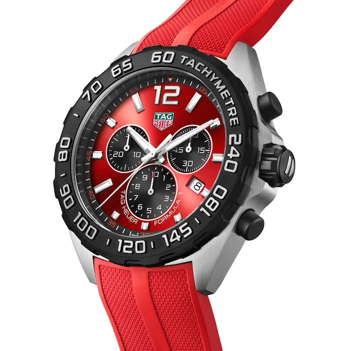 Tag Heuer Formula 1 Chronograph Red Dial Red Rubber Strap Watch for Men - CAZ101AN.FT8055 Buy Now By Tag Heuer