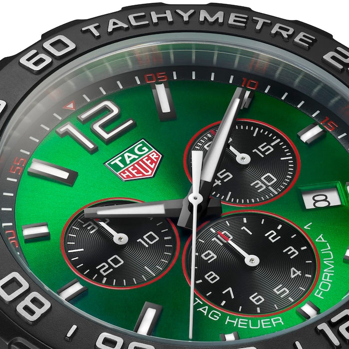 Tag Heuer Formula 1 Chronograph Green Dial Green Rubber Strap Watch for Men - CAZ101AP.FT8056 Buy Now By Tag Heuer