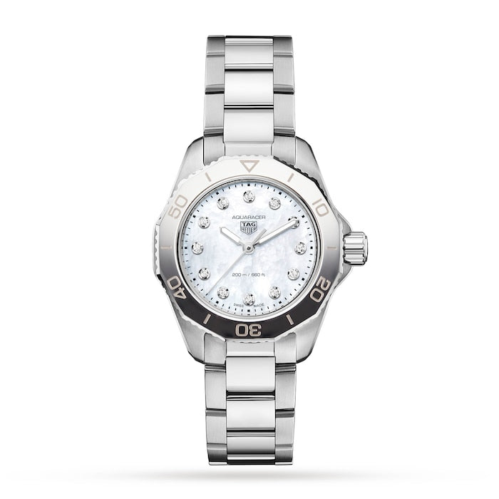 Tag Heuer Aquaracer Professional 200 Quartz Diamond Mother of Pearl Dial Silver Steel Strap Watch for Women - WBP1416.BA0622 Buy Now By Tag Heuer