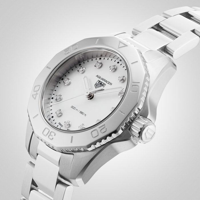 Tag Heuer Aquaracer Professional 200 Quartz Diamond Mother of Pearl Dial Silver Steel Strap Watch for Women - WBP1416.BA0622 Buy Now By Tag Heuer