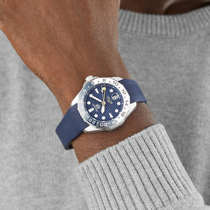Tag Heuer Aquaracer Professional 300 GMT Automatic Blue Dial Blue Rubber Strap Watch for Men - WBP2010.FT6198 Buy Now By Tag Heuer