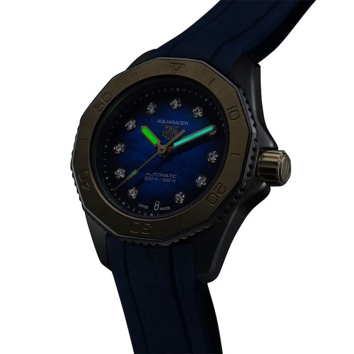 Tag Heuer Aquaracer Professional 200 Automatic Diamonds Blue Dial Blue Rubber Strap Watch for Women - WBP2450.FT6215 Buy Now By Tag Heuer