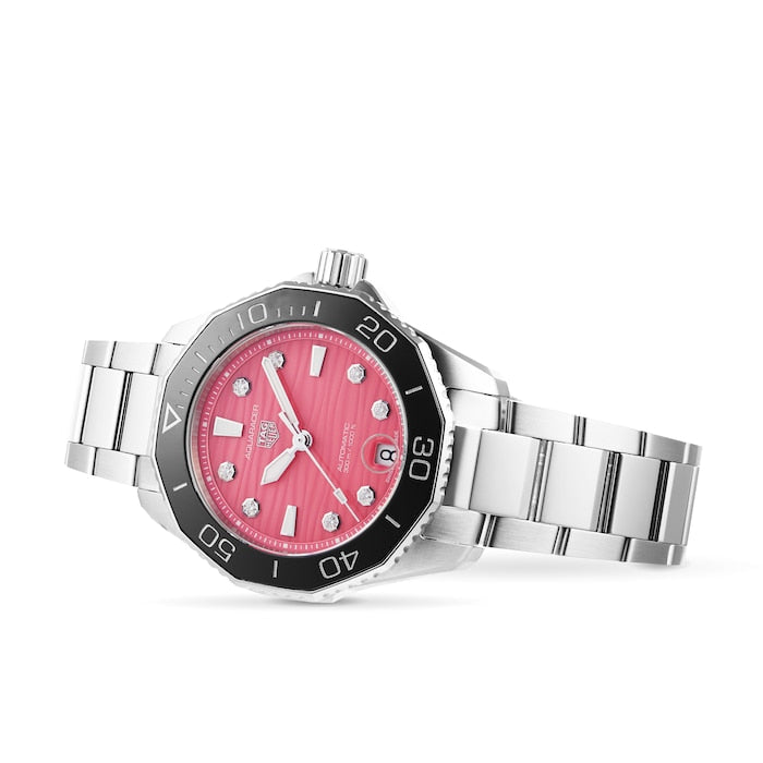 Tag Heuer Aquaracer Professional 300 Automatic Diamonds Pink Dial Silver Steel Strap Watch for Women - WBP231J.BA0618 Buy Now By Tag Heuer