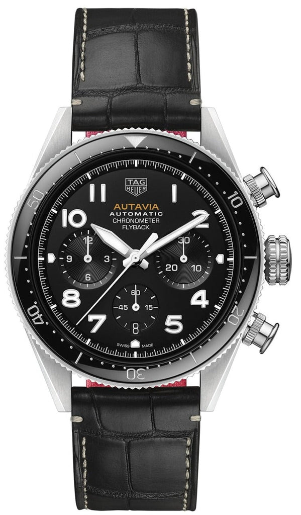 Tag Heuer Autavia Chronometer Flyback Automatic Chronograph Black Dial Black Leather Strap Watch for Men - CBE511A.FC8279 Buy Now By Tag Heuer