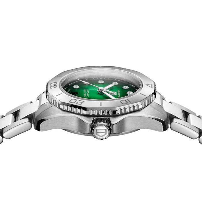 Tag Heuer Aquaracer Professional 200 Automatic Diamond Green Dial Silver Steel Strap Watch for Women - WBP2415.BA0622 Buy Now By Tag Heuer