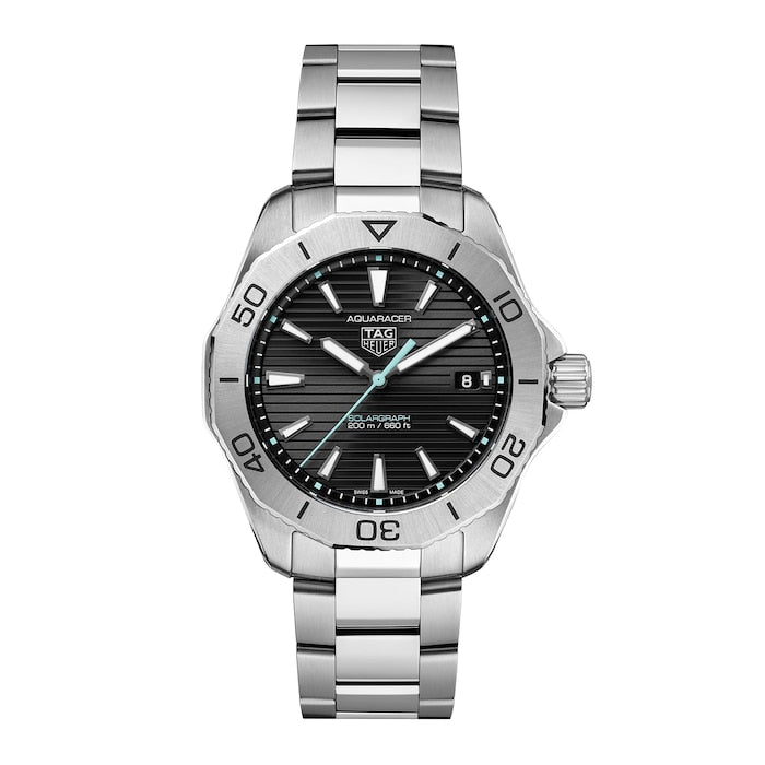 Tag Heuer Aquaracer Professional 200 Solargraph Quartz Black Dial Silver Steel Strap Watch for Men - WBP1114.BA0000 Buy Now By Tag Heuer