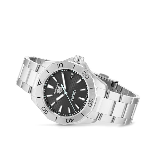 Tag Heuer Aquaracer Professional 200 Solargraph Quartz Black Dial Silver Steel Strap Watch for Men - WBP1114.BA0000 Buy Now By Tag Heuer