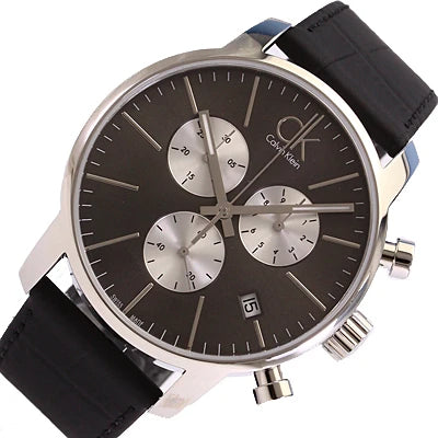Calvin Klein City Chronograph Black Dial Black Leather Strap Watch for Men - K2G271CX Buy Now By Calvin Klein