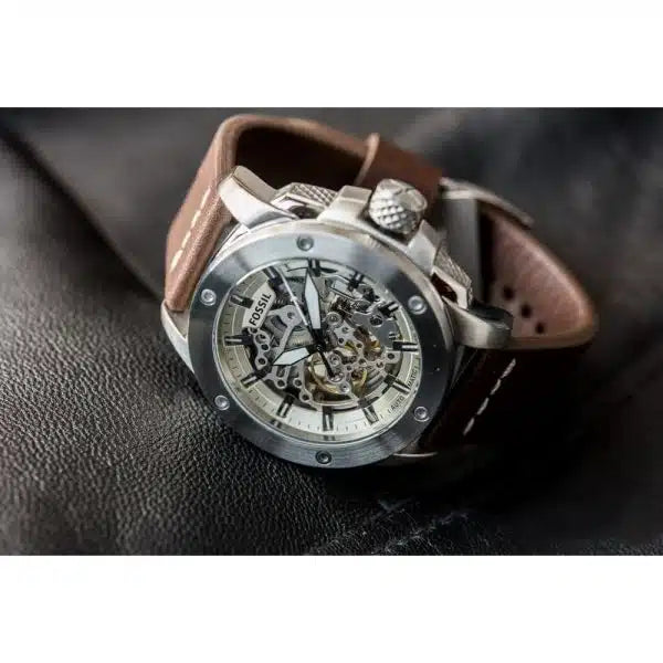 Fossil Modern Machine Automatic Skeleton White Dial Brown Leather Strap Watch for Women - ME3083 Buy Now By Fossil