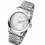 Gucci G Timeless Diamonds Silver Dial Silver Steel Strap Watch For Men - YA126404 Buy Now By Gucci